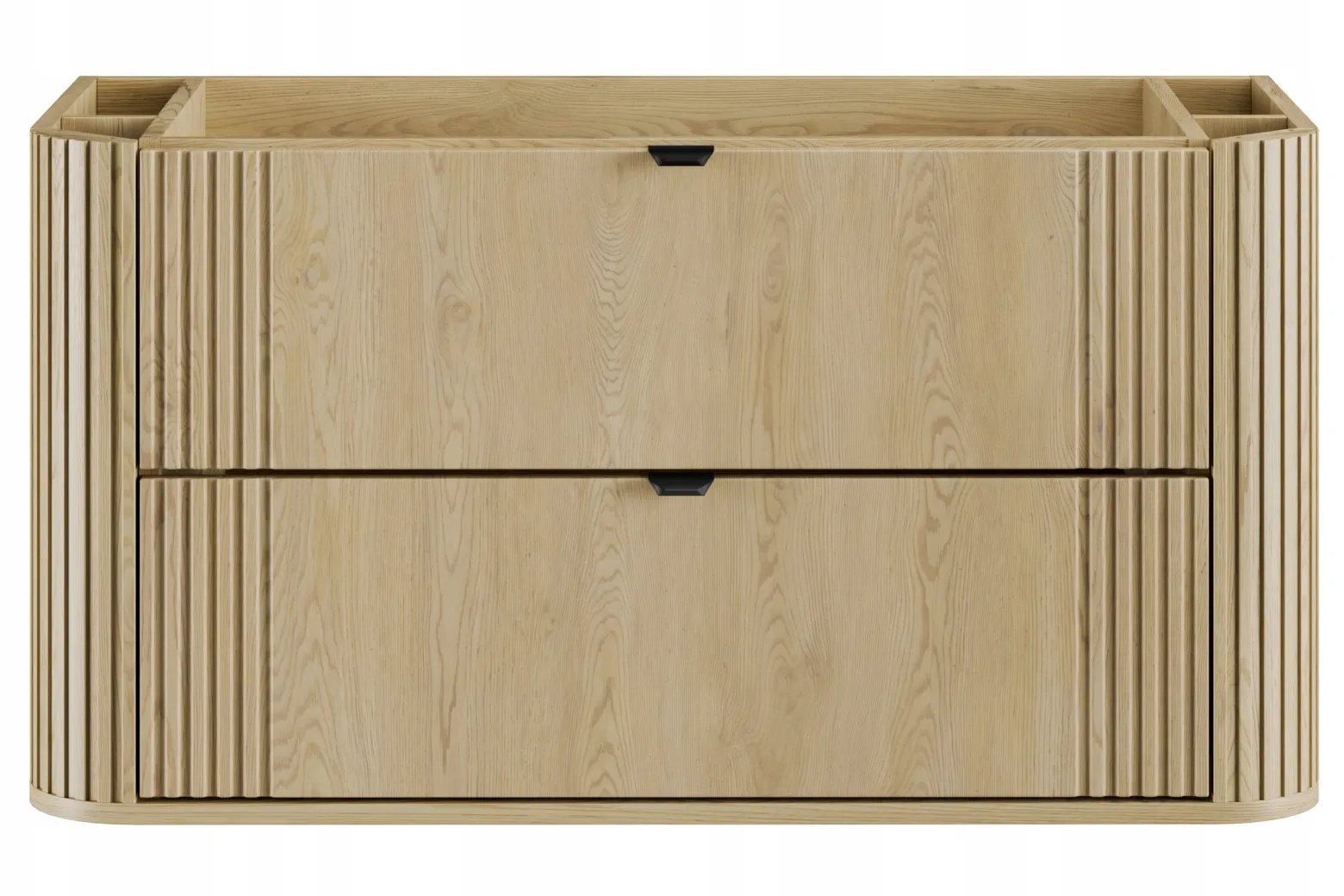 Zestaw OVALIA 100 cm Dąb Cremona ryflowany umywalka PURE czarne uchwyty