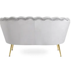 Zestaw Sofa Szara i Fotel Szary Muszelka Meble Wypoczynkowe Glamour Złote