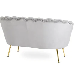 Zestaw Sofa Szara i Fotel Szary Muszelka Meble Wypoczynkowe Glamour Złote