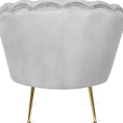 Zestaw Sofa Szara i Fotel Szary Muszelka Meble Wypoczynkowe Glamour Złote