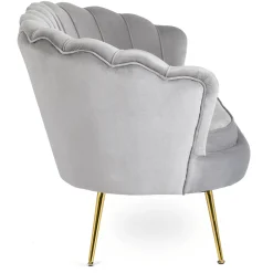 Zestaw Sofa Szara i Fotel Szary Muszelka Meble Wypoczynkowe Glamour Złote
