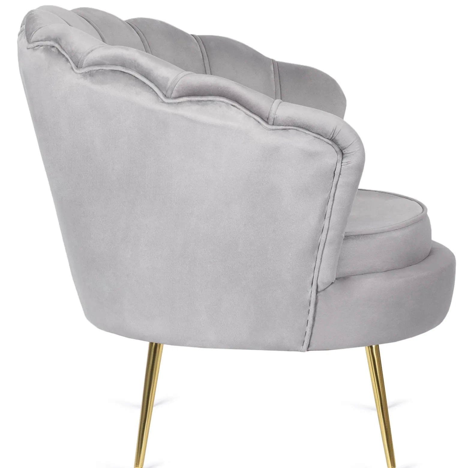 Zestaw Sofa Szara i Fotel Szary Muszelka Meble Wypoczynkowe Glamour Złote