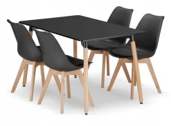 Zestaw stół prostokątny ADRIA 120x80 czarny + 4 krzesła MARK