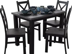 Zestaw stół 120x80 z 4 krzesłami M002-4 Czarny/Beton