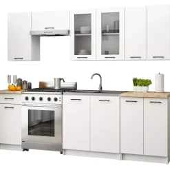Zestaw szafek kuchennych z witryną OLIWIA 2.4m H720