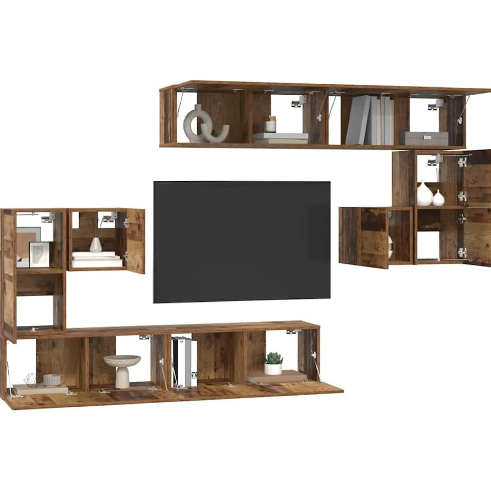 Zestaw Szafek RTV Szafka pod Telewizor Meblościanka Brąz 30.5 x 30 x 30 cm