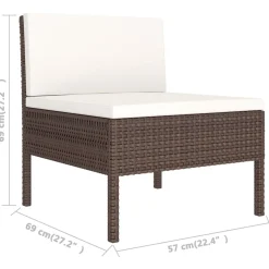 Zestaw wypoczynkowy do ogrodu Brąz Technorattan 2x narożna + 3x sofa