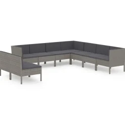 Zestaw wypoczynkowy do ogrodu Szary Technorattan 6x sofa środkowa + 3x
