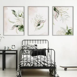 Zestaw 3x Plakat w Ramie AKWARELOWE Liście 30x40cm