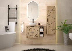 Zestaw Łazienkowy 80cm Szafka z Blatem Regał Umywalka Dąb Wotan Wood