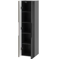 Zestaw Łazienkowy 120cm Szafka z Blatem Umywalka Słupek Czarny Mat / Orzech