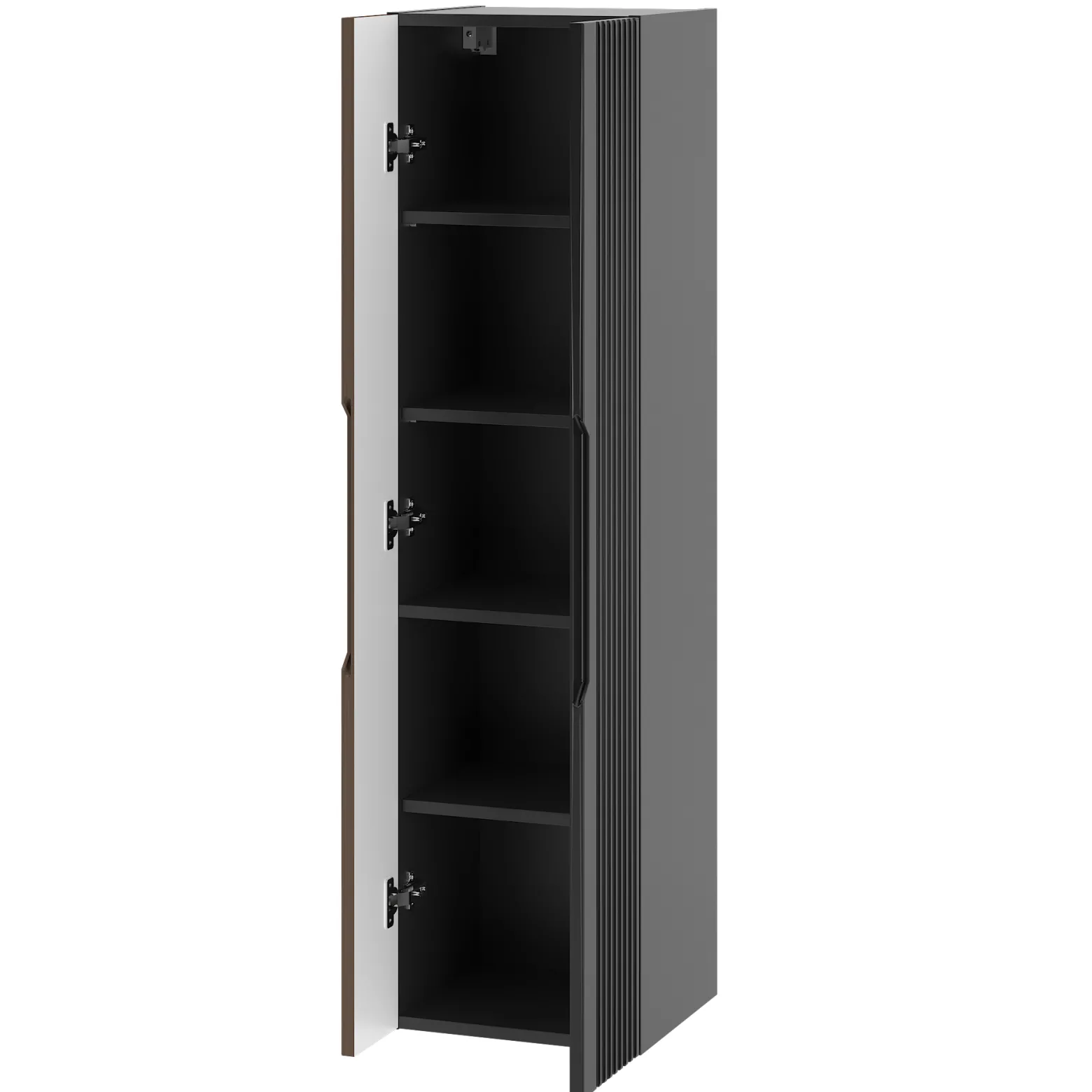 Zestaw Łazienkowy 120cm Szafka z Blatem Umywalka Słupek Czarny Mat / Orzech