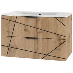 Zestaw Łazienkowy 80cm Szafka z Umywalką Dąb Wotan Wood