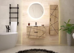 Zestaw Łazienkowy 80cm Szafka z Umywalką Dąb Wotan Wood