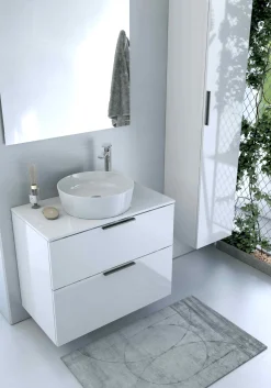 Zestaw Łazienkowy 100cm Szafka z Umywalką Biały Połysk GEO