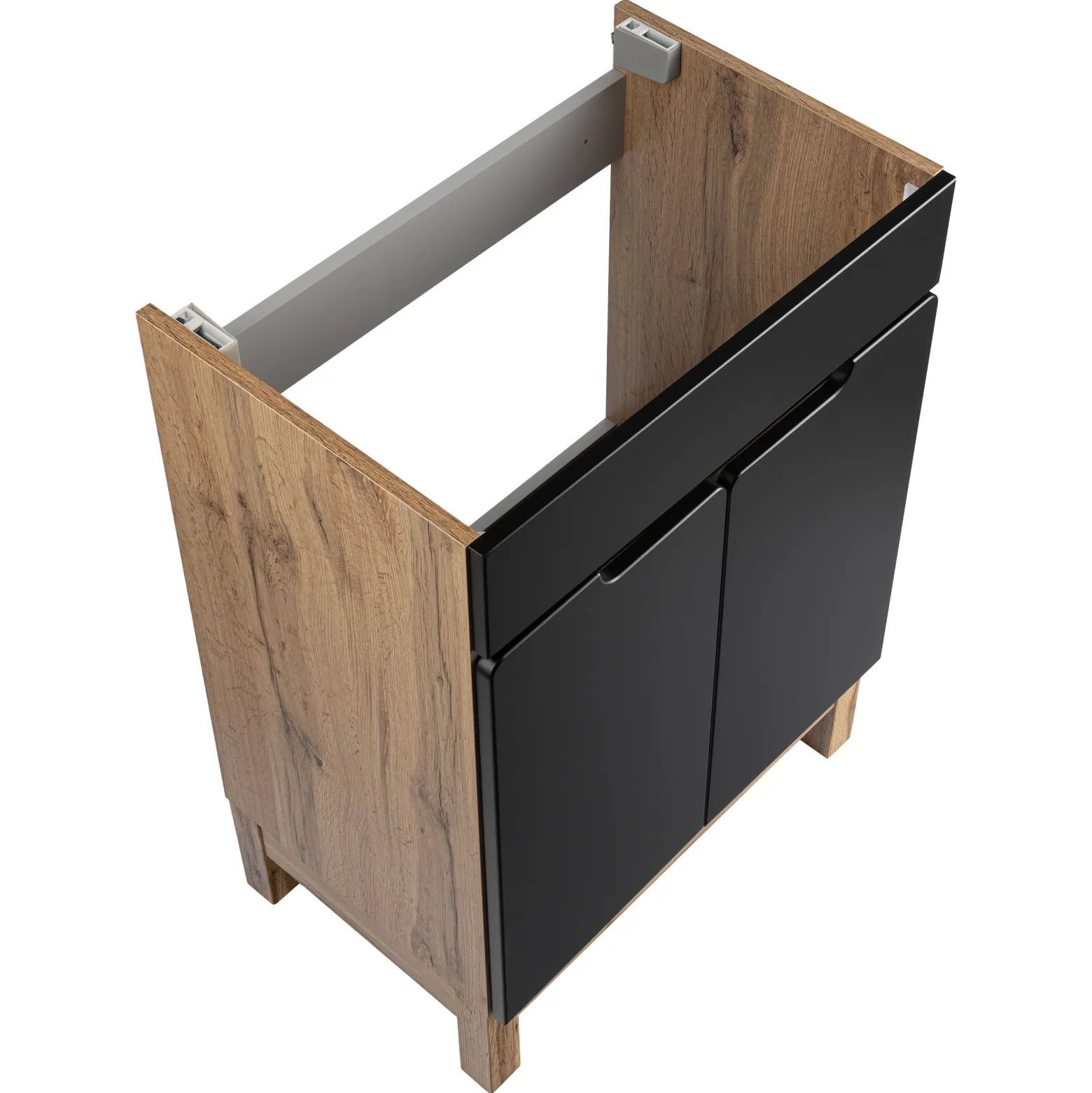 Zestaw Łazienkowy Szafka z Umywalką 60cm Dąb Wotan / Czarny