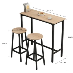 Zestaw barowy stół kuchenny + 2 krzesła hoker nowoczesny industrialny 100CM