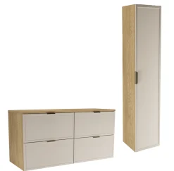Zestaw do Łazienki 120cm Szafka Blat Słupek Fronty Ramka Cremona/Kaszmir