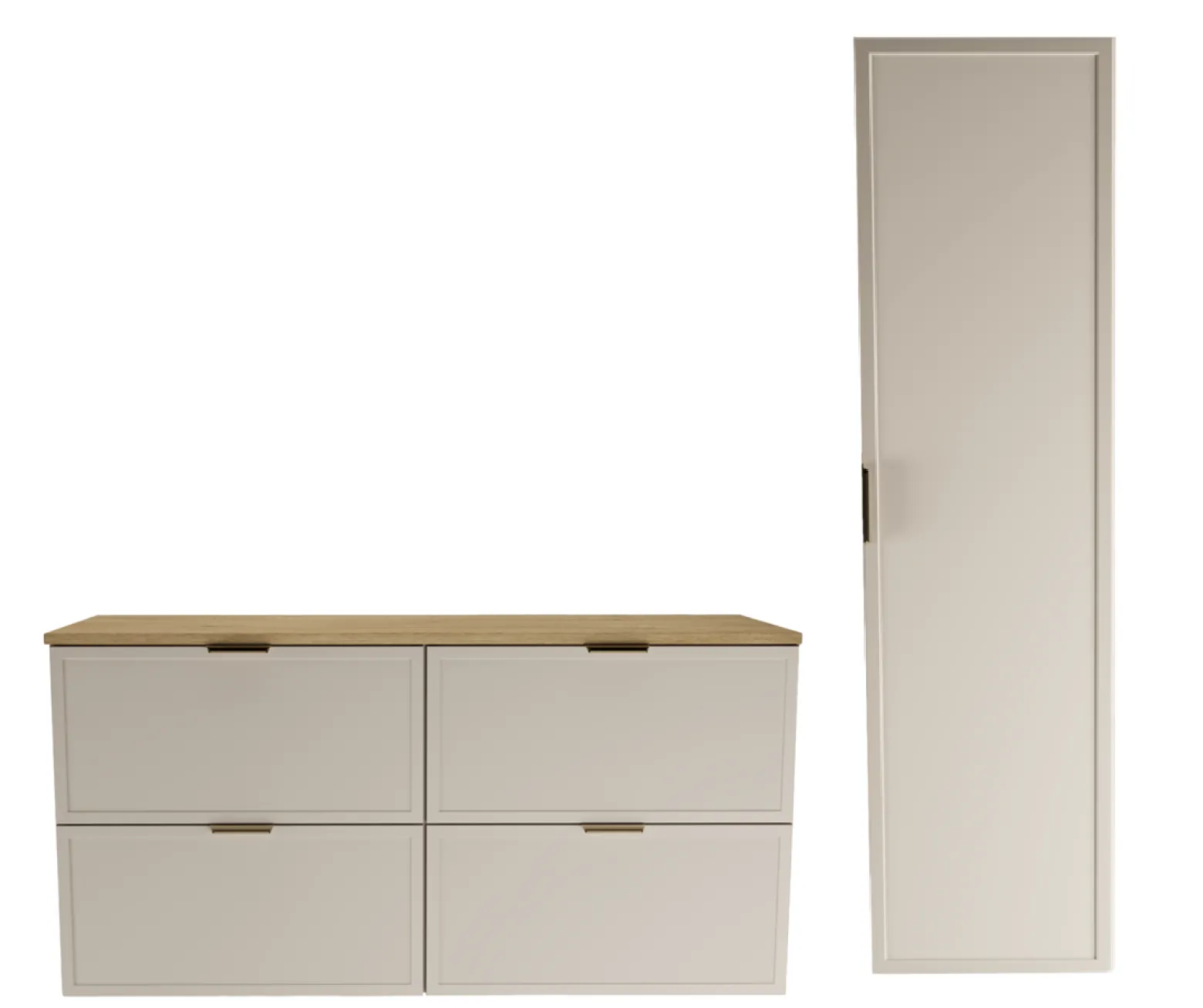 Zestaw do Łazienki 120cm Szafka Blat Słupek Fronty Ramka Cremona/Kaszmir