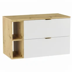 Zestaw do Łazienki 100cm Szafka z Blatem Regał Słupek Dąb Artisan / Biały