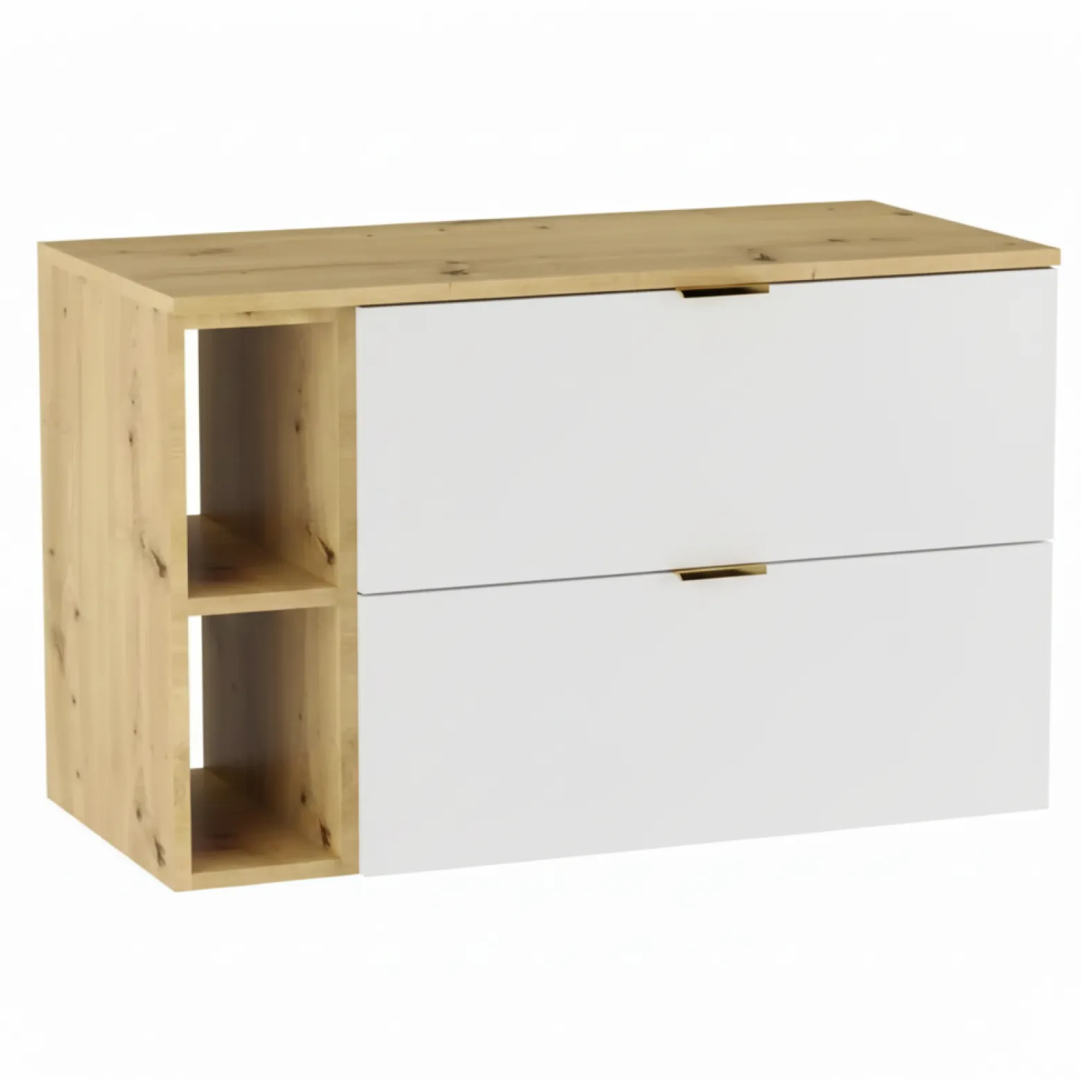 Zestaw do Łazienki 100cm Szafka z Blatem Regał Słupek Dąb Artisan / Biały