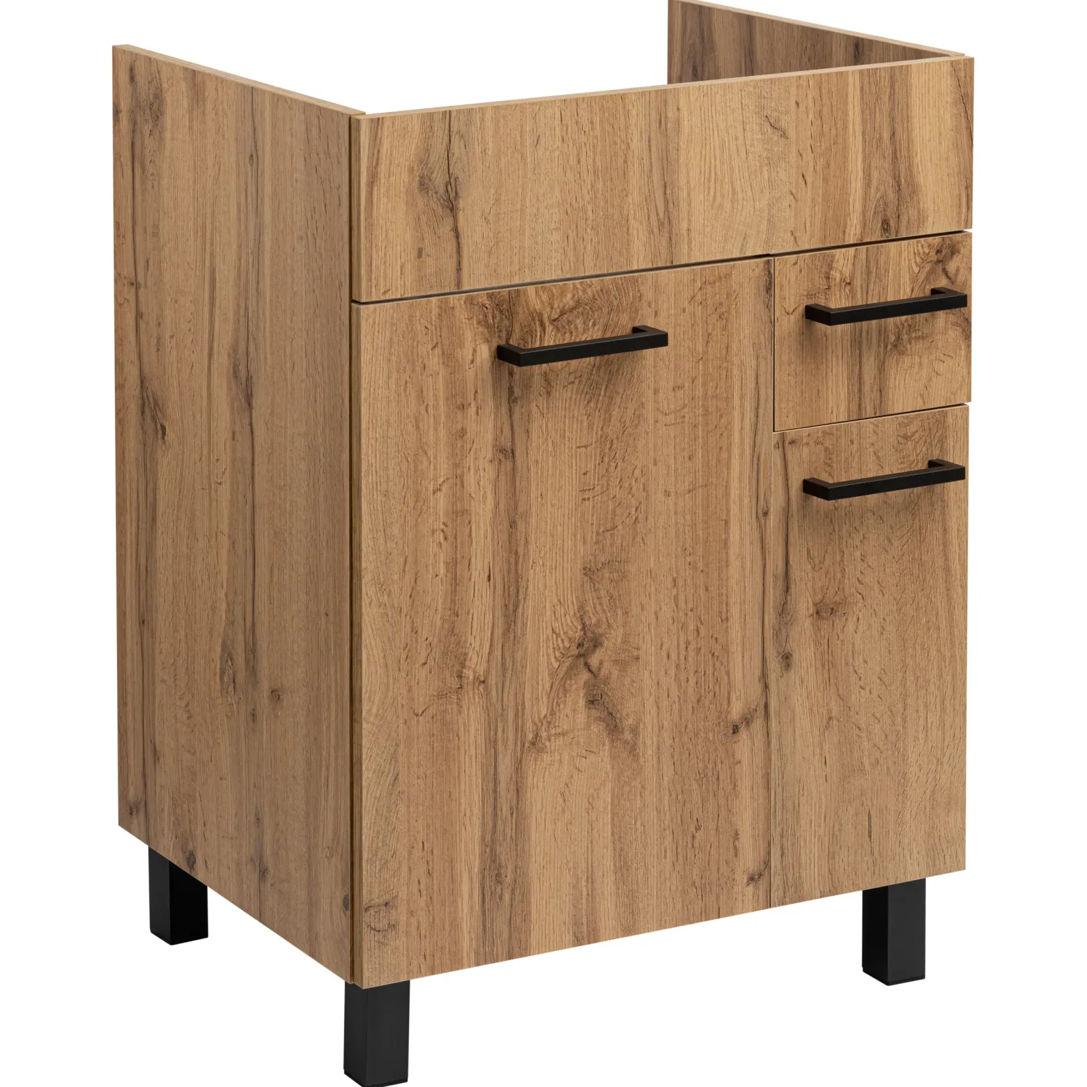 Zestaw do Łazienki 60cm Szafka z Umywalką Słupek 40cm Dąb Wotan