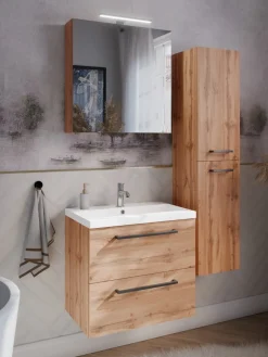 Zestaw do Łazienki 80cm Szafka z Umywalką Dąb Wotan Aster