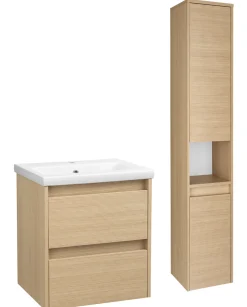 Zestaw do łazienki 50cm szafka z umywalką słupek ryflowane fronty Aria