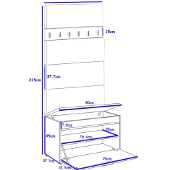 Zestaw Do Przedpokoju Fala 1Cp4 Dąb Craft Złoty C/Czarny/K 80X37,7X215 Cm