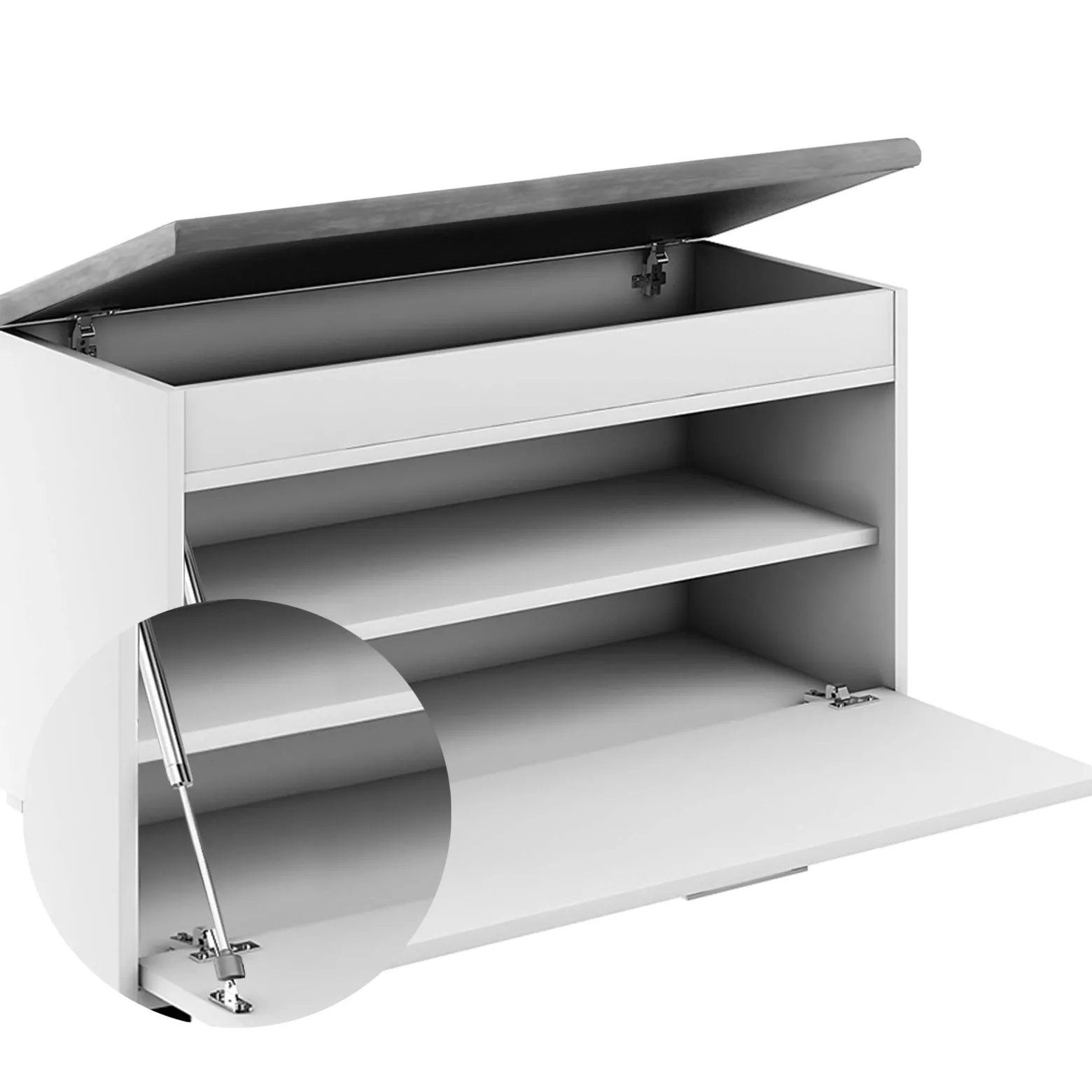 Zestaw Do Przedpokoju Fala 1WP4 Biały Szary 80X37,7X215 Cm Welur Szary