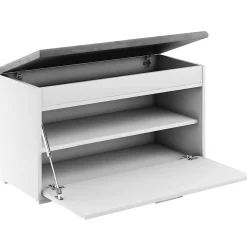 Zestaw Do Przedpokoju Fala 1WP4 Biały Szary 80X37,7X215 Cm Welur Szary