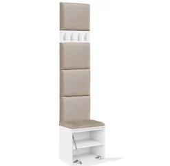 Zestaw Do Przedpokoju 1P4 Biały/Beż 50X37X212 Cm Welur Beż