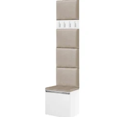 Zestaw Do Przedpokoju 1P4 Biały/Beż 50X37X212 Cm Welur Beż