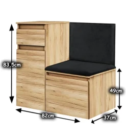 Zestaw Do Przedpokoju 1P1S(1S1D) Dąb Craft Złoty/Czarny 82X37X83,5 Cm Welur