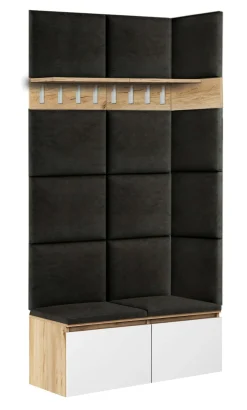 Zestaw Do Przedpokoju 2P12W Dąb Craft Złoty/Białt Mat/Czarny 100X37X212 Cm