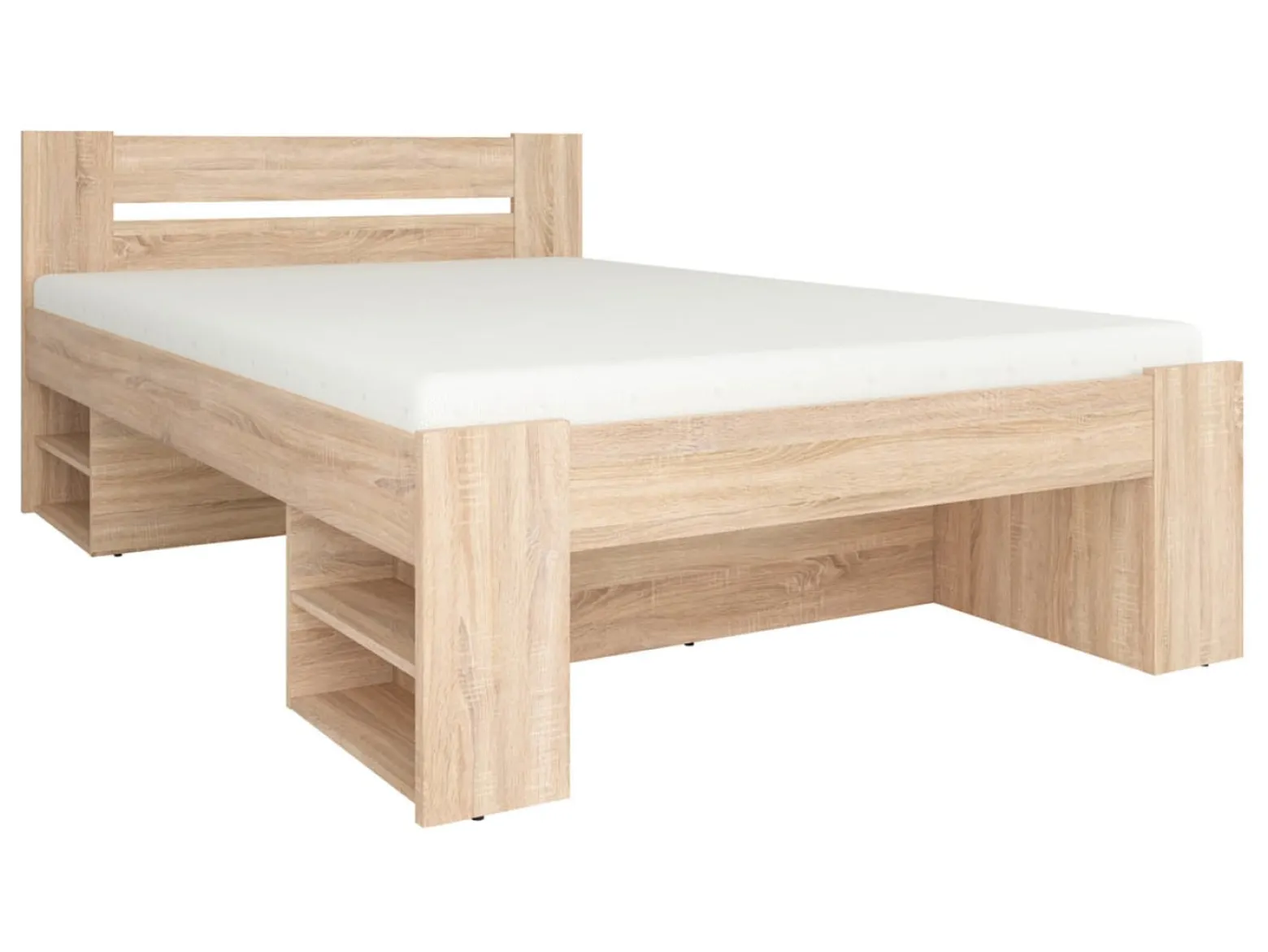 Zestaw łóżko Nepo Plus dąb sonoma ze stelażem i materacem Premia 160x200