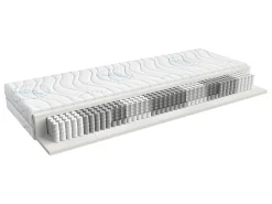 Zestaw łóżko Tetrix biały połysk ze stelażem i materacem Merida 90x200