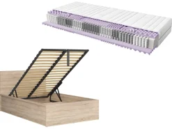 Zestaw łóżko Tetrix dąb sonoma ze stelażem i materac Mimas 120x200