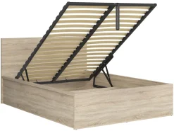 Zestaw łóżko Tetrix dąb sonoma ze stelażem i materac Mimas 140x200