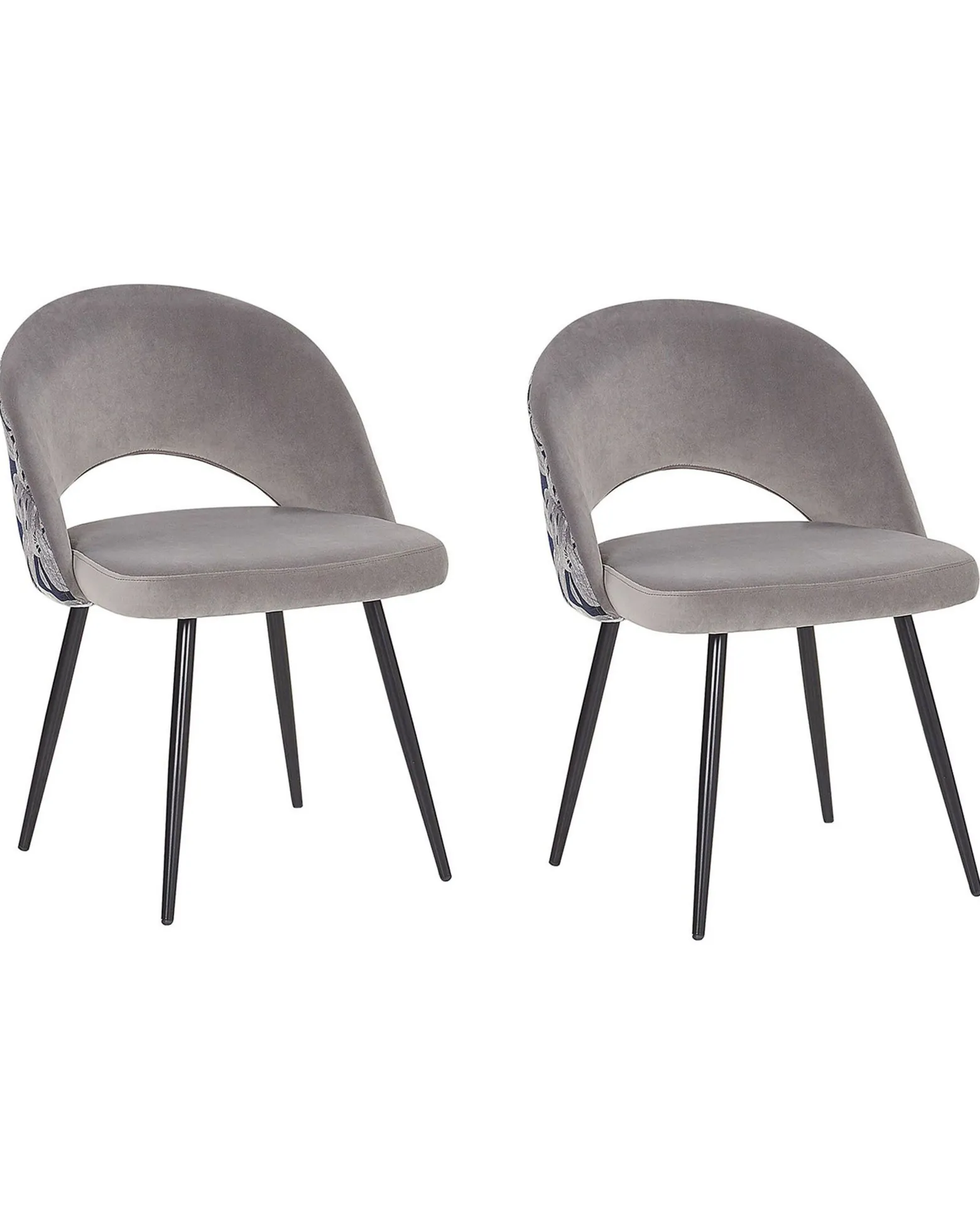 Zestaw 2 krzeseł do jadalni welur szary