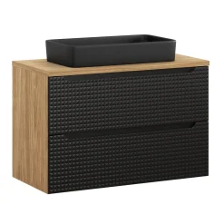 Zestaw mebli łazienkowych 90cm z blatem i umywalką nablatową Luxor Black