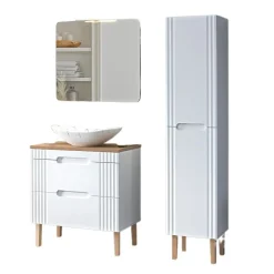 Zestaw Mebli Łazienkowych Fiji White 80 cm z Umywalką Nablatową, Szafką