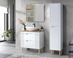 Zestaw Mebli Łazienkowych Fiji White 80 cm z Umywalką Nablatową, Szafką