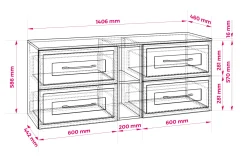 Zestaw mebli łazienkowych pod umywalkę, kaszmir / dąb Craft, 140 x 58 cm