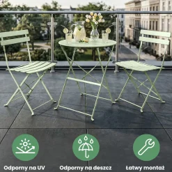 Zestaw mebli balkonowych ORION stół i krzesła zielony