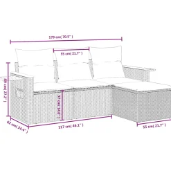 Zestaw mebli ogrodowych beżowy technorattan poduszki na taras balkon ogród