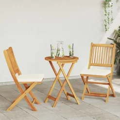 Zestaw Mebli Ogrodowych Bistro Stół Krzesła Drewniany Brązowy Do Ogrodu