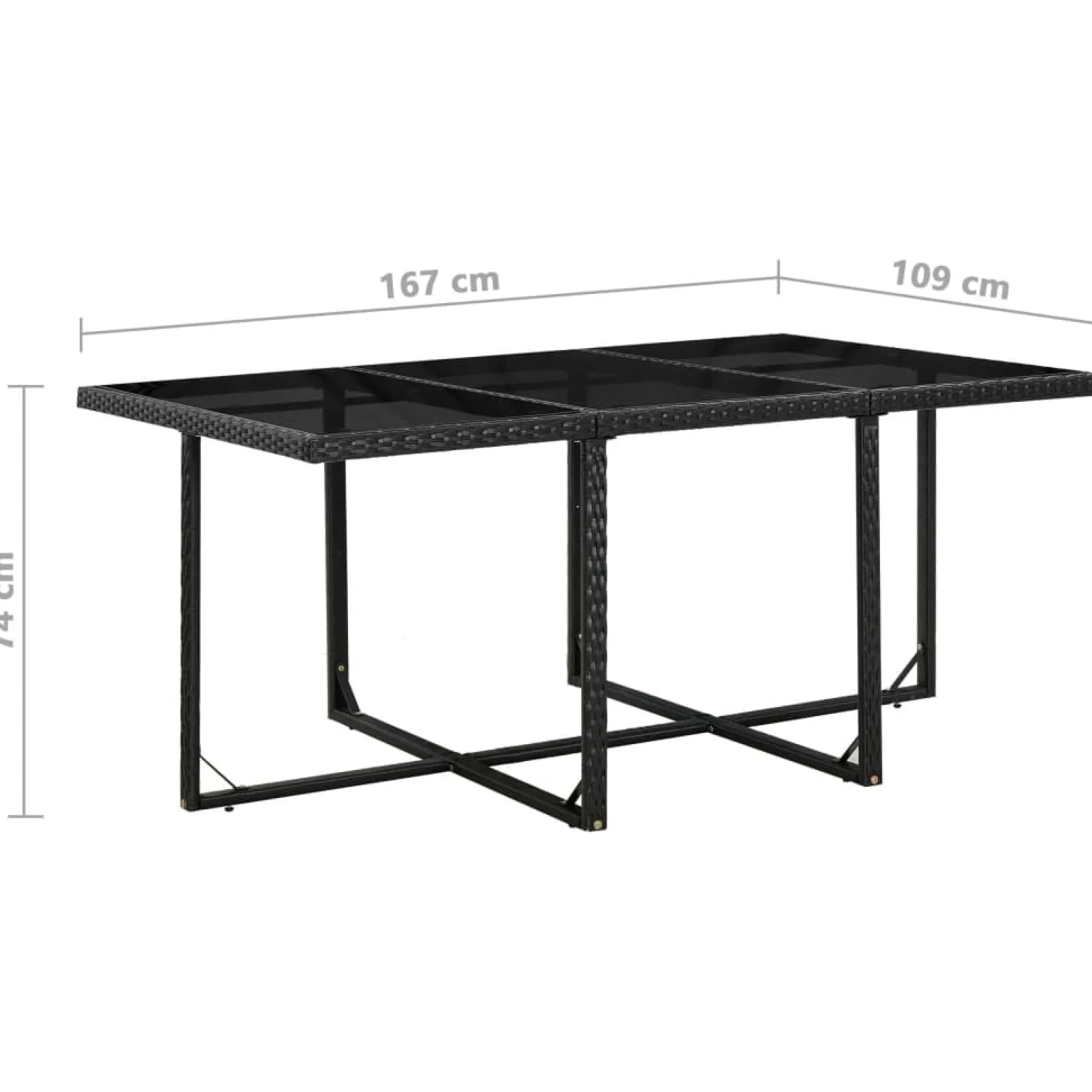 Zestaw mebli ogrodowych Czarny Stół o długości 167 cm Technorattan 10x