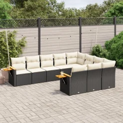 Zestaw mebli ogrodowych czarny technorattan komplet mebli na taras balkon