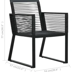 Zestaw mebli ogrodowych Czarny 190 cm table length PVC vidaXL